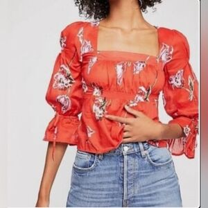 Free People Cherish The Light Print Blouse Size Medium